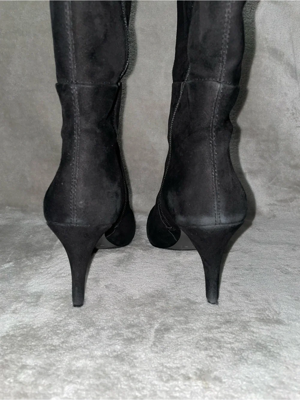 Tahari Ali Black Suede Over-the-Knee Boots Pointed Toe Stiletto Heel Size 8.5